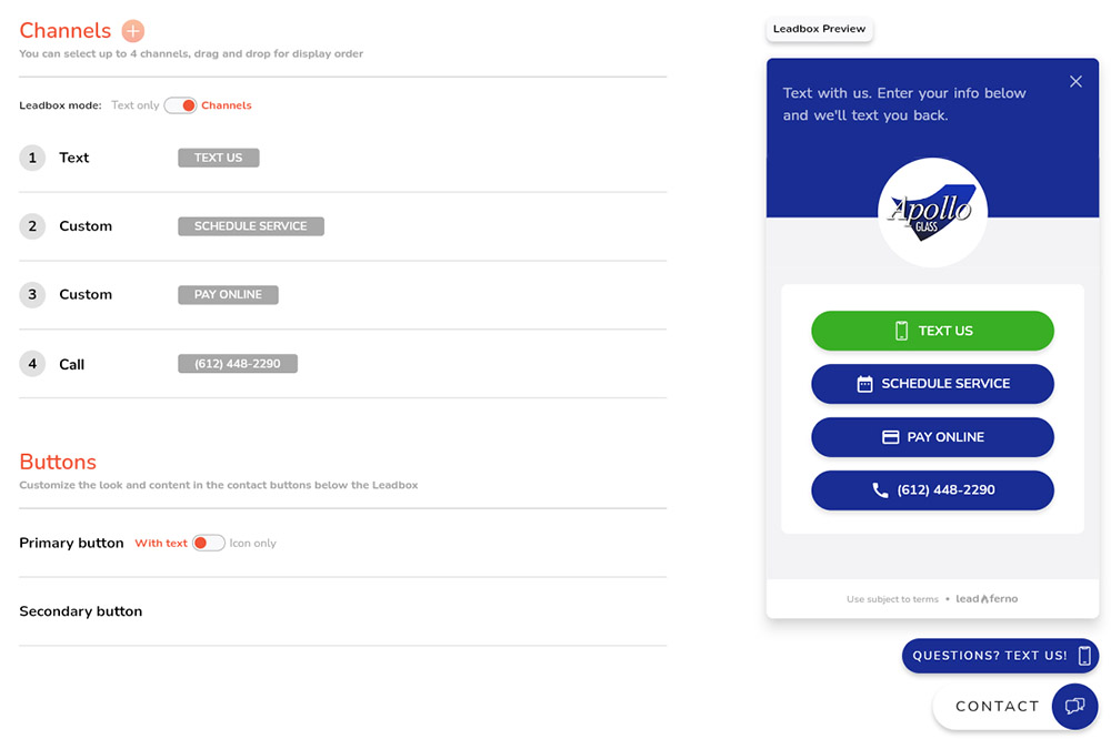 leadbox channels cta