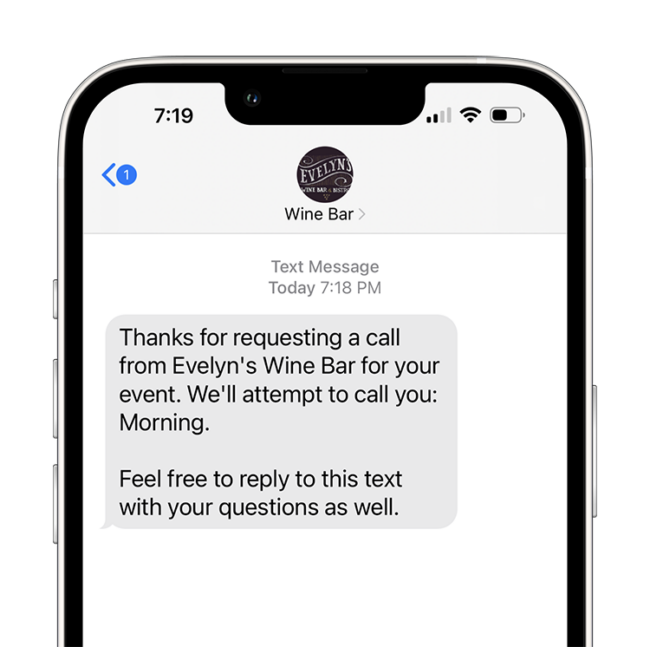 text auto reply from call request