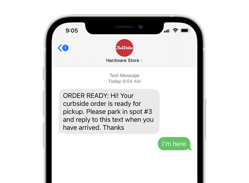curbside order pickup text