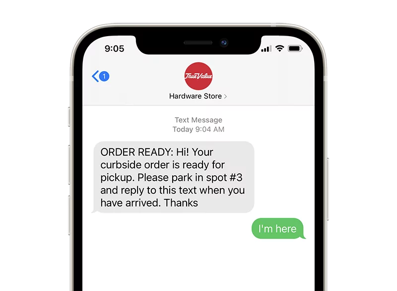 curbside order pickup text