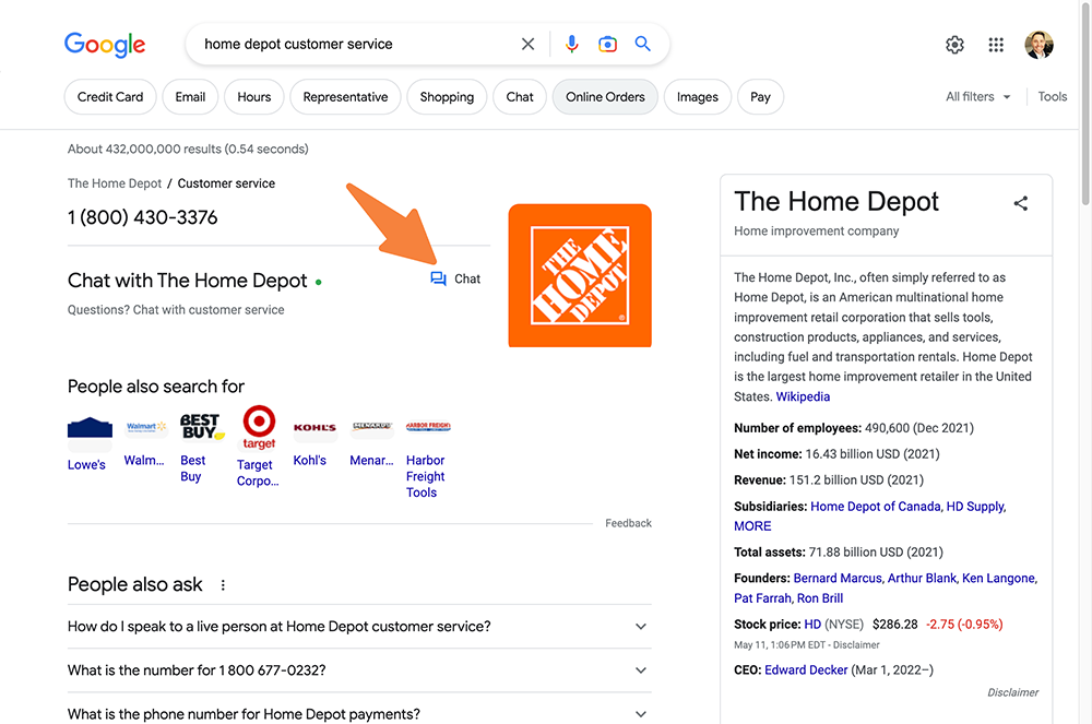google chat home depot