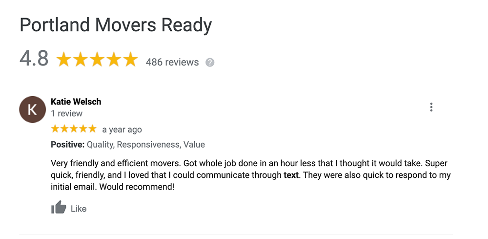 Movers review with text