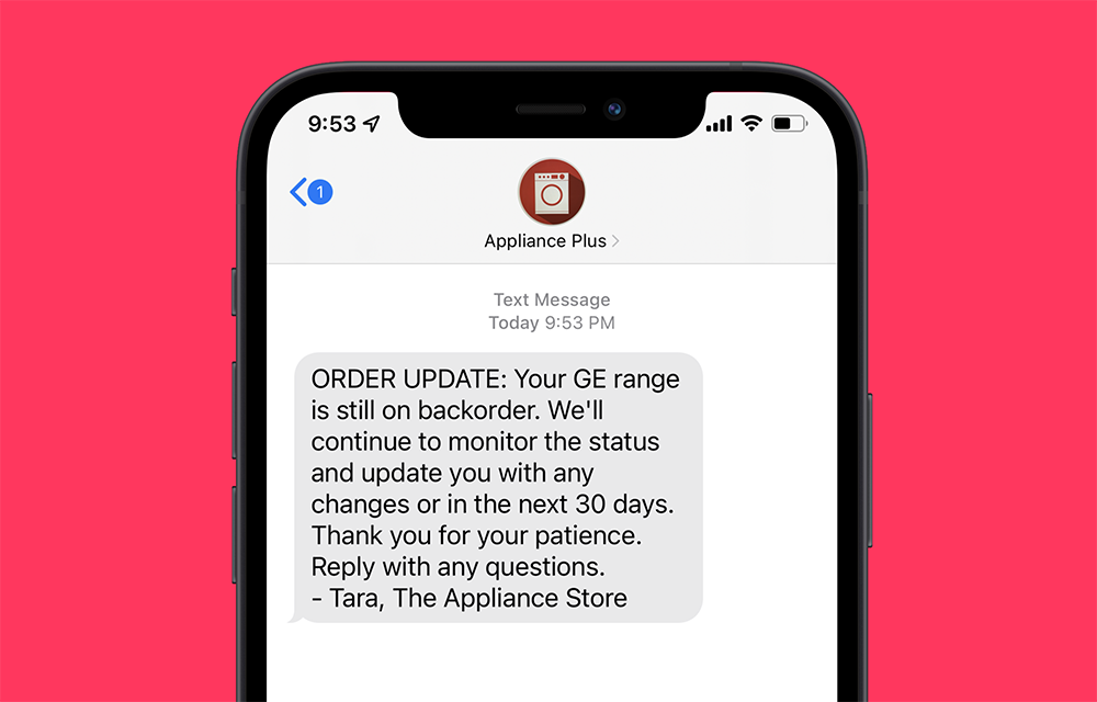 order update text