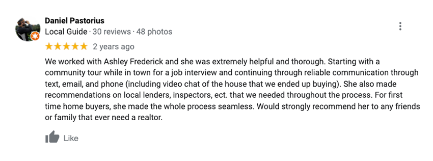 5 star realtor review