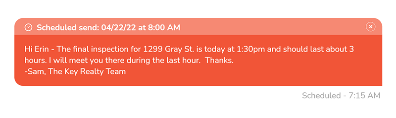 scheduled text reminder