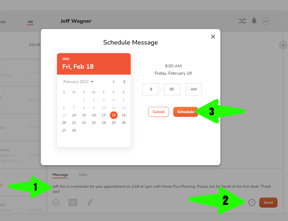 business texting scheduled message web app