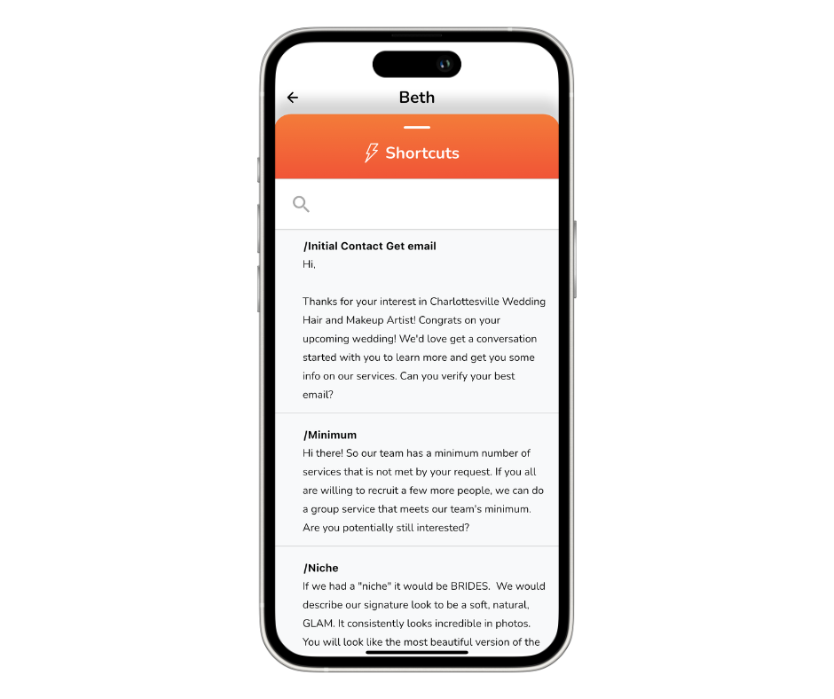 shortcuts template replies