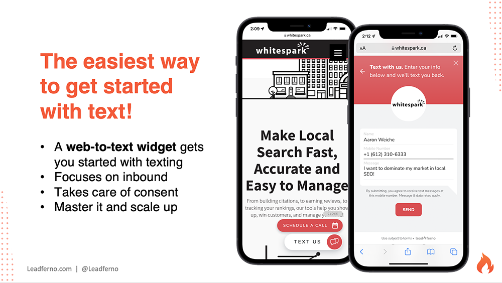 web-to-text widget Leadbox